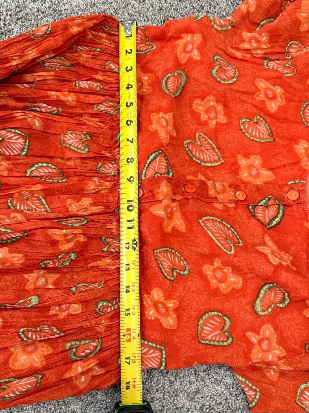 Vtg Jane Ashley 100% Cotton Voile Novelty Print Orange Midi Dress Women’s M - Picture 9 of 11